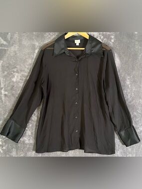 a new day Black Sheer Button-Front Blouse XL